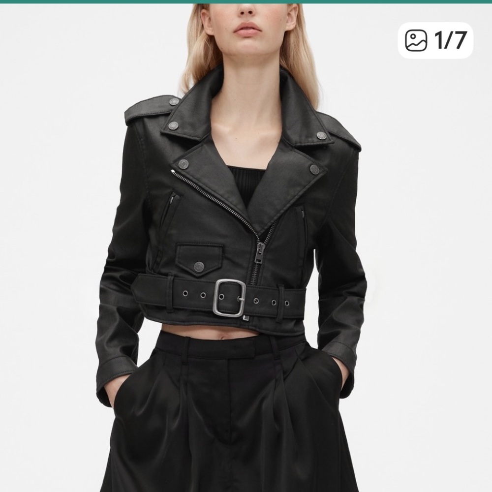 GAP Zac Posen Black Leather Jacket Classic Moto NWT. SIZE MEDIUM. ๐ค - Picture 2 of 9
